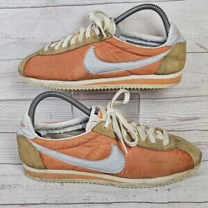 Vintage Nike Cortez Nylon Orange Gray White Mens 7.5 Distressed 316588-801